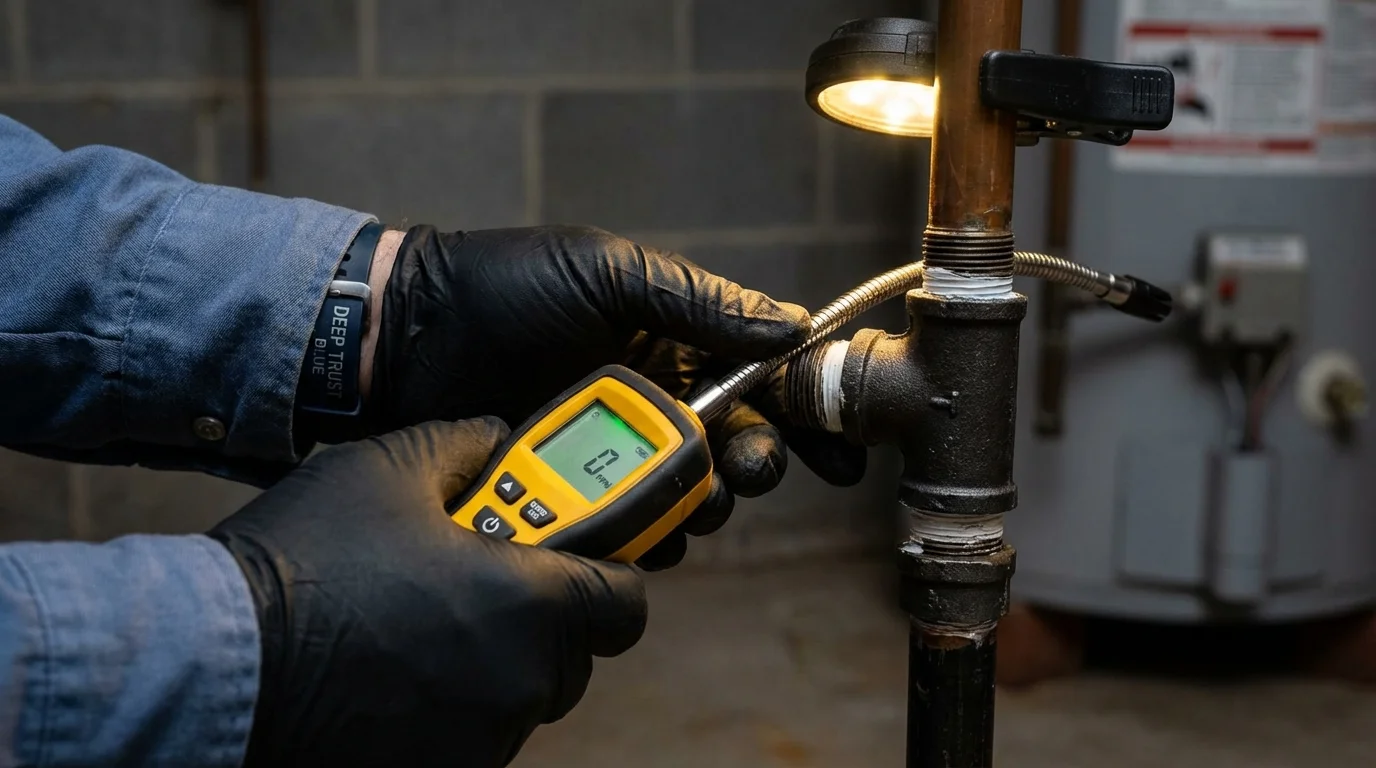 Gas leak detection with electronic sniffer by Johns Plumbing LLC in Los Altos