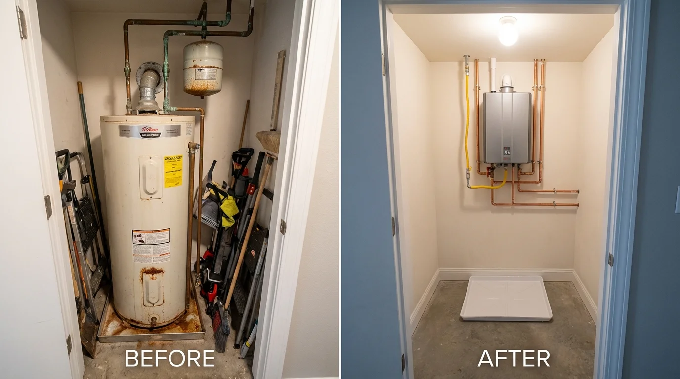 Tank water heater versus wall-mounted tankless unit comparison for Los Altos, CA homeowners