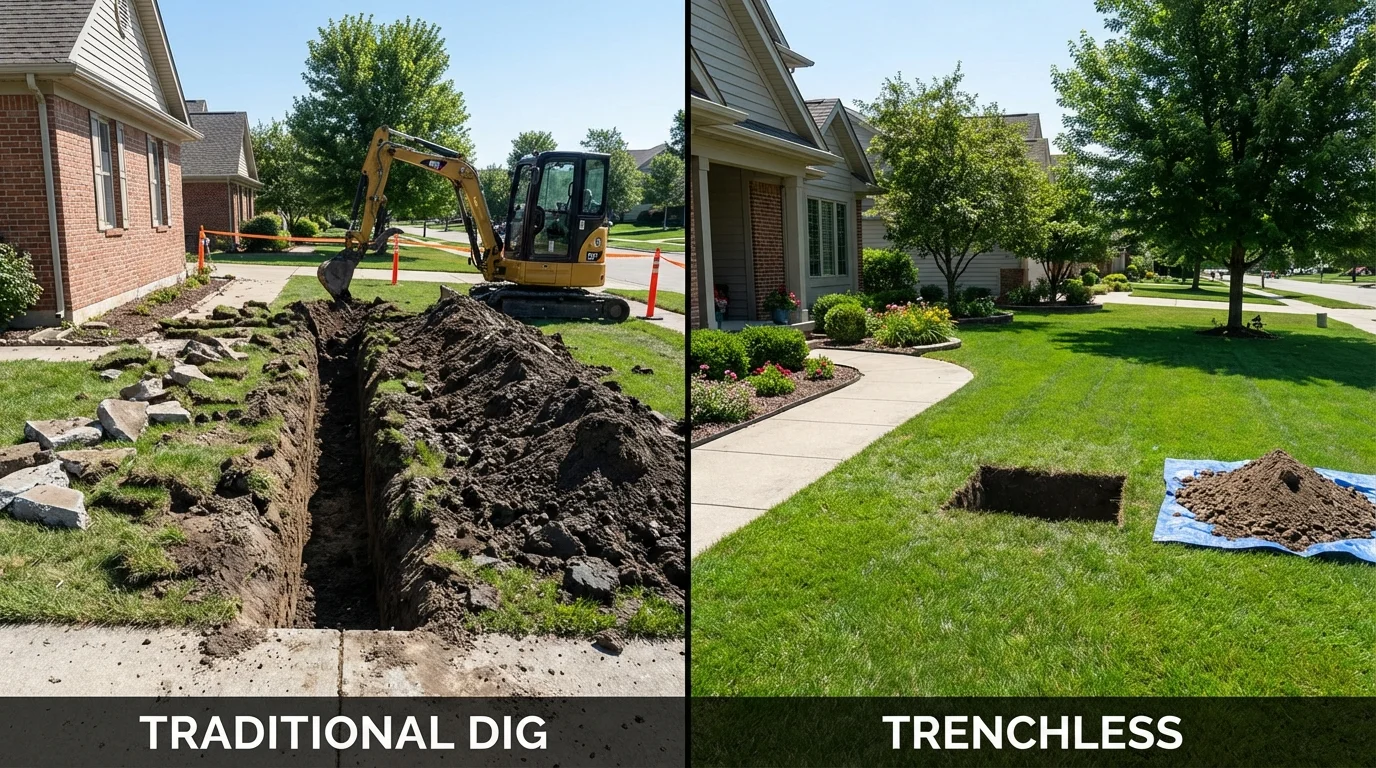 Trenchless sewer repair with minimal yard damage versus traditional excavation in Los Altos, CA